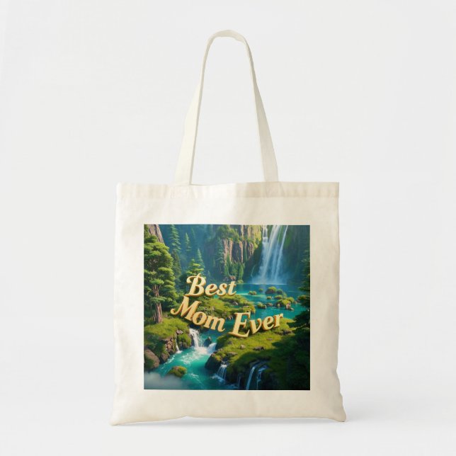 Bolsa Tote Vintage Waterfall Melhor Mãe Nunca (Frente)