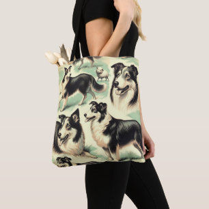 Bolsa Tote Vintage Welsh Sheepdog Seamless