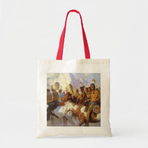Bolsa Tote Vintage Western Art, Partido da Guerra da Índia p