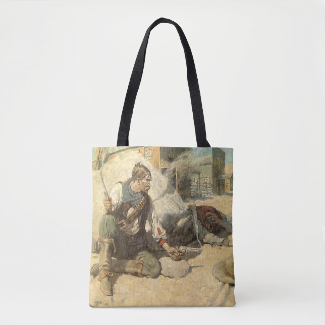 Bolsa Tote Vintage Western Cowboys, Hopway, NC Wyeth (Frente)