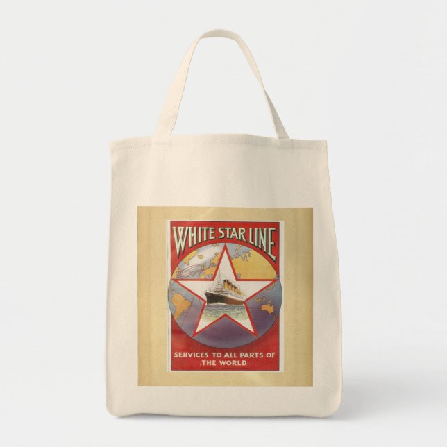 Bolsa Tote Vintage White Star cruzise naves anúncio (Frente)