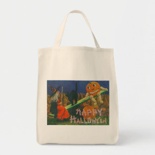 Bolsa Tote Vintage Witch e Jack o' Lanterns Tocam Tempo