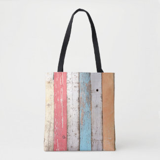 Bolsa Tote Vintage Wood: Textura Cracking Multicolor.