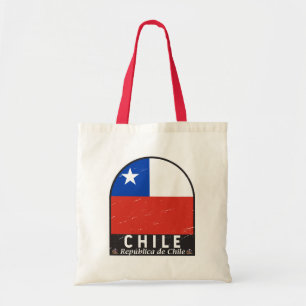 Bolsa Tote Vintagem com desgaste do emblema do Chile