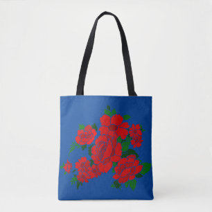 Bolsa Tote Vintagem das Flores Vermelhas de Rockin