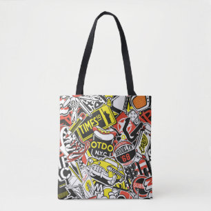 Bolsa Tote Vintagem do abstrato de retalhamento de autocolant