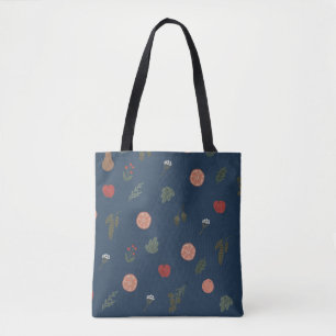 Bolsa Tote Vintagem sem costura botânica de Natal belíssima