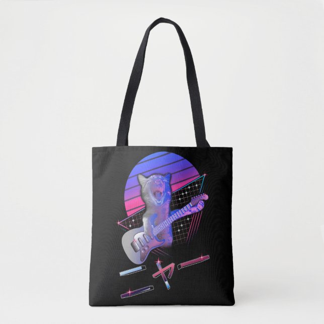 Bolsa Tote Violão Elétrico Vaporwave 80s 90s Music Lover (Frente)