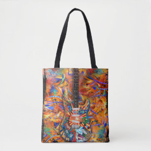 Bolsa Tote Violão Elétrico, Violão Colorido, Música Rock