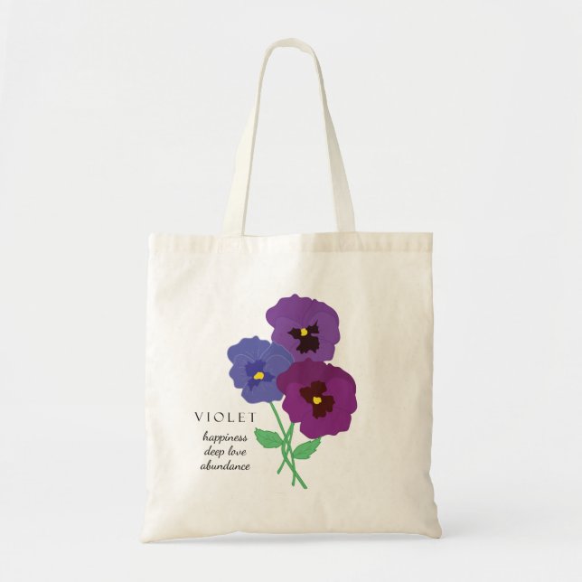 Bolsa Tote Violet Feijão Bag Flor Mês de Nascimento (Frente)
