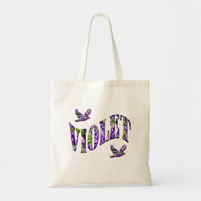 Bolsa Tote Violet, Nome De Meninas Feito Com Panteras Roxas, (Frente)