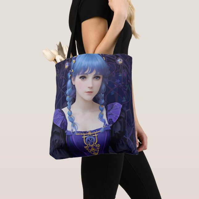 Bolsa Tote Violet the Cute Dark Academia Girl Fantasy Art (Close Up)