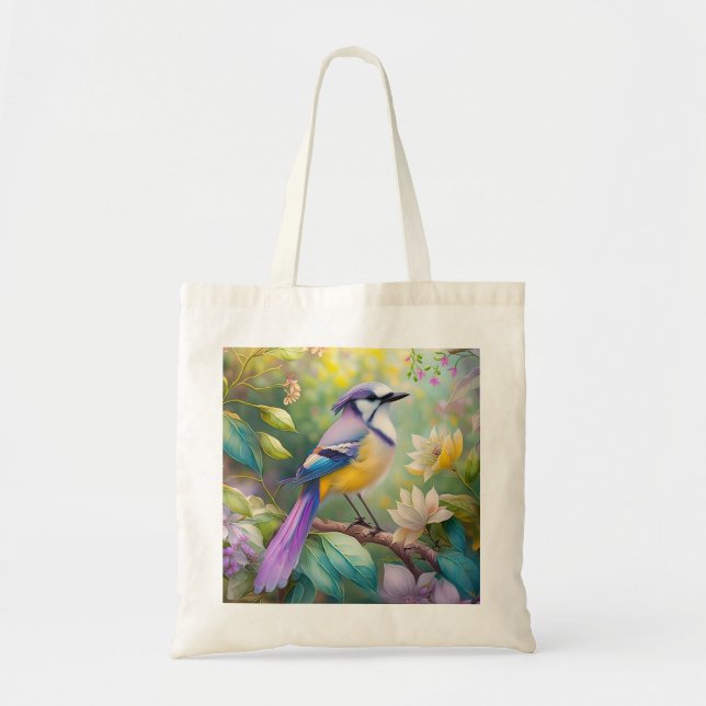Bolsa Tote Violet Tufted Jay Fantasy Bird (Frente)