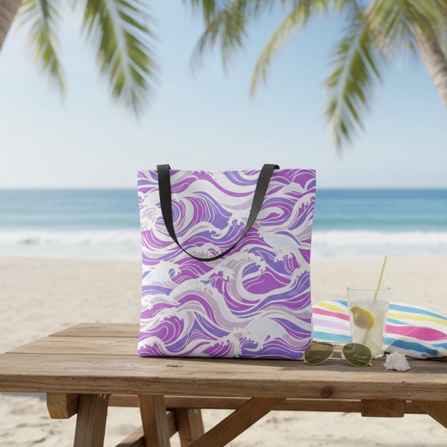 Bolsa Tote Violet Wave Pattern (Criador carregado)