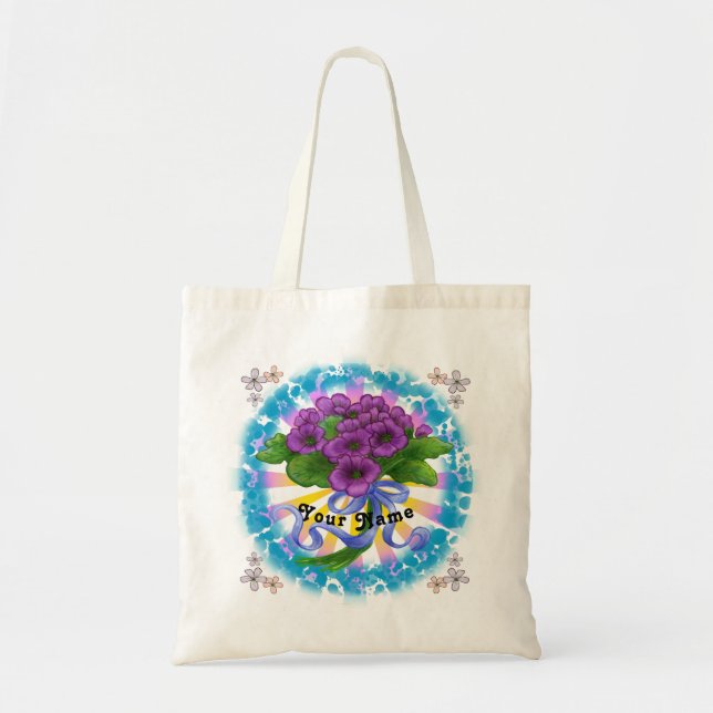 Bolsa Tote Violeta Buquê de flores (Frente)