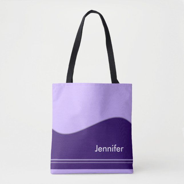 Bolsa Tote Violeta Wave Border + seu backgr. & ideias (Frente)