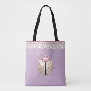 Bolsa Tote Violetas e Rosas florais bonitos