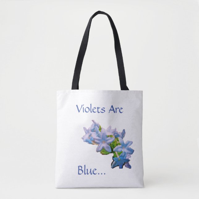 Bolsa Tote Violetas São Azuis. (Frente)