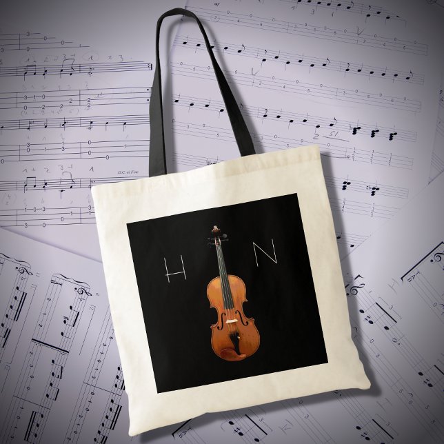 Bolsa Tote Violin Classic Music Monograma Black (Criador carregado)