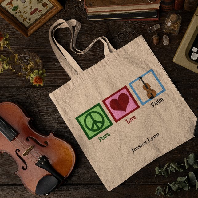 Bolsa Tote Violino de Paz Personalizado Violino (Criador carregado)