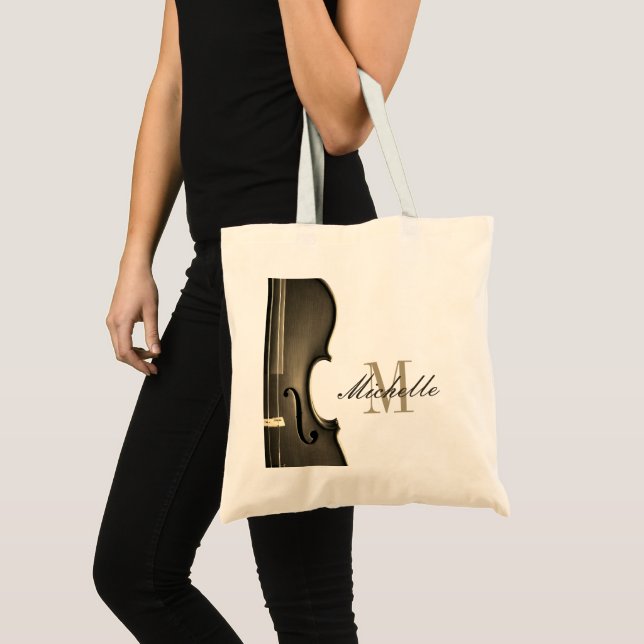 Bolsa Tote Violino professor e aluno com nome personalizado e (Frente (produto))