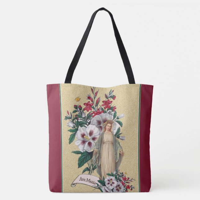 Bolsa Tote Virgem Abençoada Maria Fala Religiosa Ave Maria (Verso)