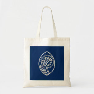 Bolsa Tote Virgem Abençoada Maria, renda branca, azul marinho