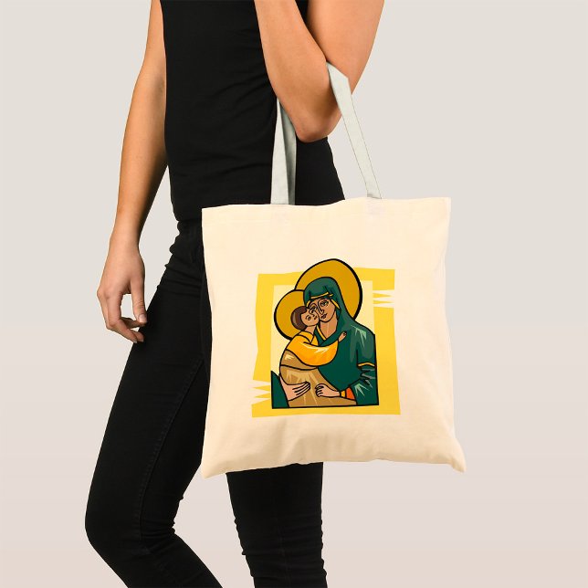 Bolsa Tote Virgem Bizantina Moderna Mary e Religião Infantil (Criador carregado)