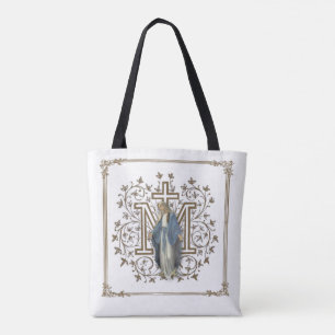 Bolsa Tote Virgem Católica Mary Ave Maria em Latim