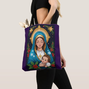 Bolsa Tote Virgem Católica Romana Cristã Maria Natal