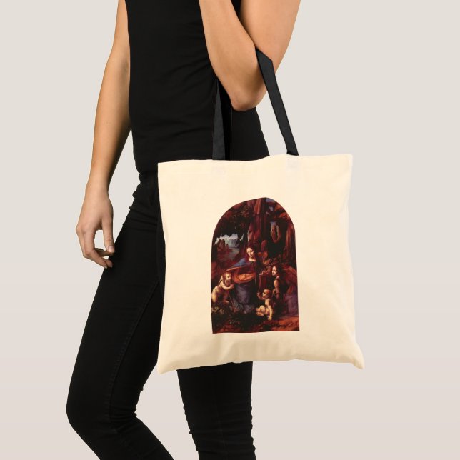Bolsa Tote Virgem (Madona) de Leonardo da Vinci das Rochas (Frente (produto))