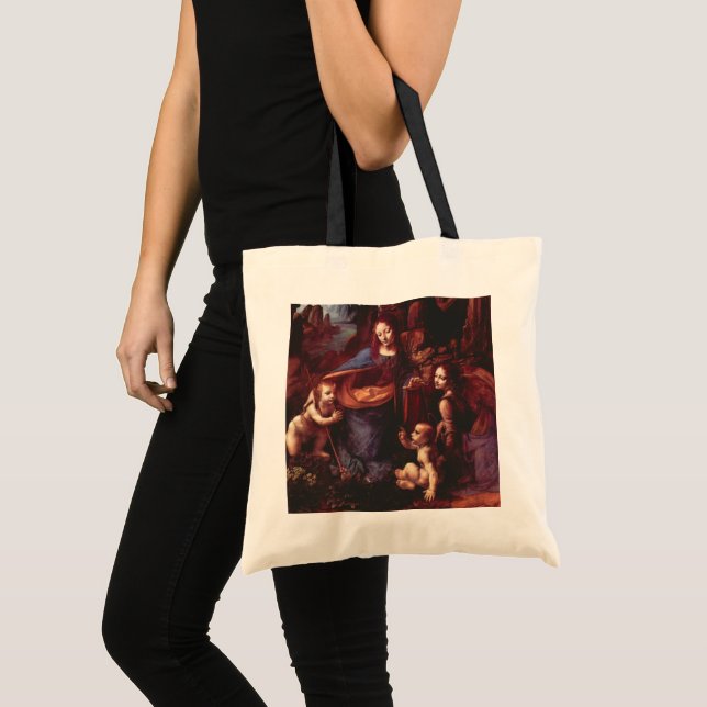 Bolsa Tote Virgem (Madona) de Leonardo da Vinci das Rochas (Frente (produto))