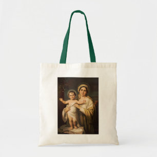 Bolsa Tote Virgem Maria segurando o menino Jesus