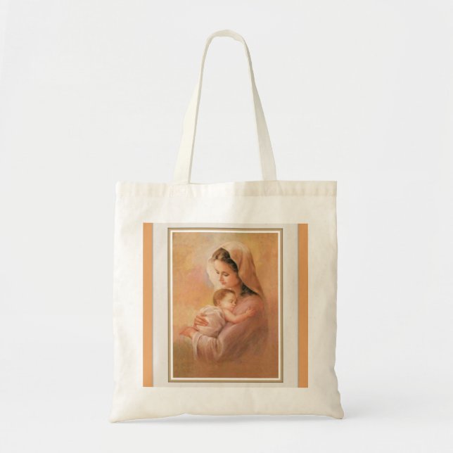 Bolsa Tote Virgin Madonna Mary com criança Jesus do cristo (Frente)