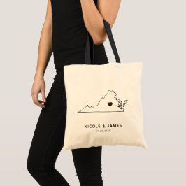 Bolsa Tote Virginia Wedding Bag Bolsa, Mapa do Estado Negro