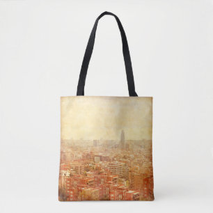Bolsa Tote Visão de Barcelona em estilo grunge e retrô. barce