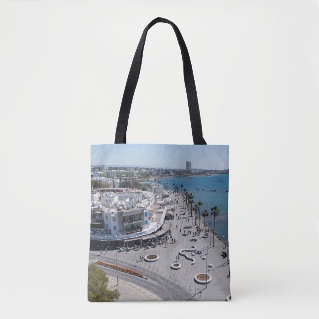 Bolsa Tote Visão do drone de Paphos Seafront (Frente)