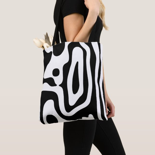Bolsa Tote Vise Grip: Abstrato preto e branco (Close Up)