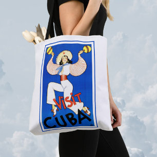 Bolsa Tote Visite Havana, Cuba, Cartaz de Viagem Vintage Mara