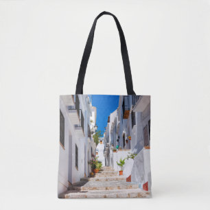 Bolsa Tote Vista aérea da cidade branca de Frigiliana no dia 