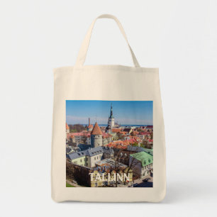 Bolsa Tote Vista aérea de Tallinn centro na Estônia