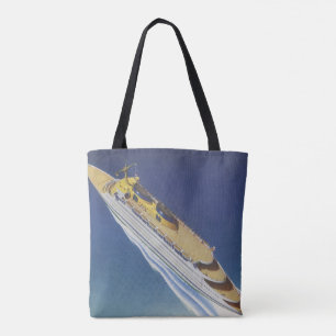 Bolsa Tote Vista aérea de um navio de cruzeiros do vintage n