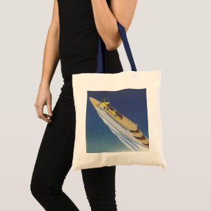 Bolsa Tote Vista aérea de um navio de cruzeiros do vintage n