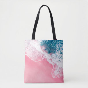 Bolsa Tote Vista aérea de uma praia cor-de-rosa de areia em