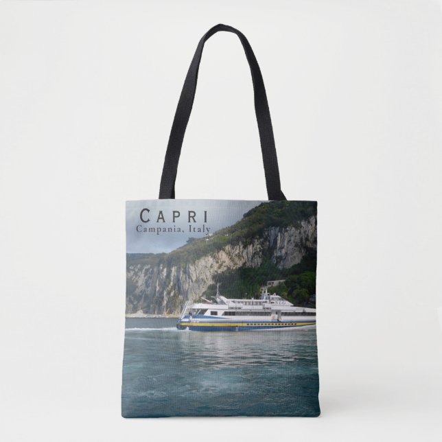 Bolsa Tote Vista Cênnica do Barco de Passageiros em Capri Itá (Frente)