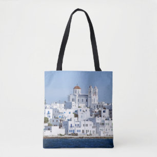 Bolsa Tote Vista da Ilha de Noussa da Aldeia Paros