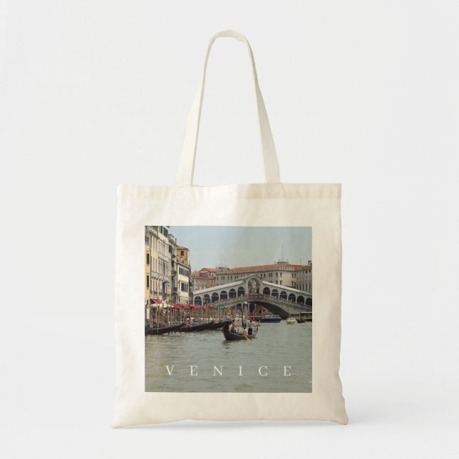 Bolsa Tote Vista da ponte de Veneza Rialto para o saco (Frente)