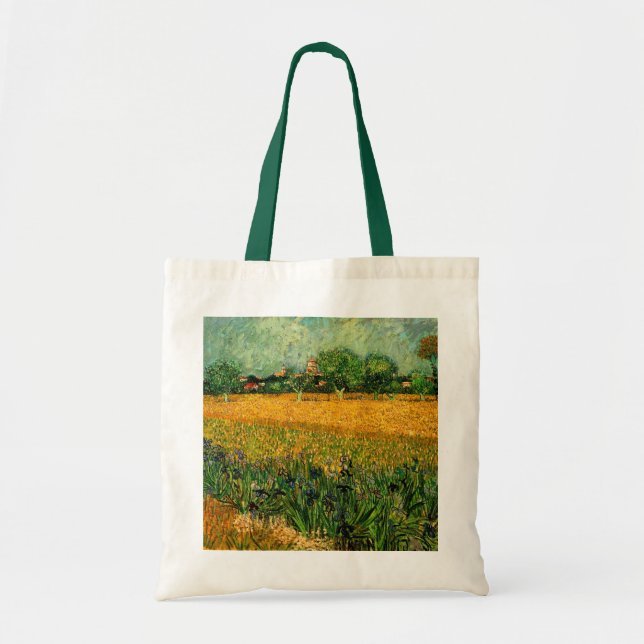 Bolsa Tote Vista de Arles com Íris por Vincent van Gogh (Frente)