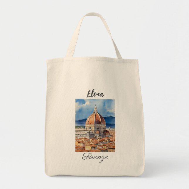 Bolsa Tote Vista de Firenze/ Florença | Duomo | em aquarela (Frente)
