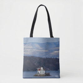 Bolsa Tote Vista de inverno do farol de Esopus Meadows